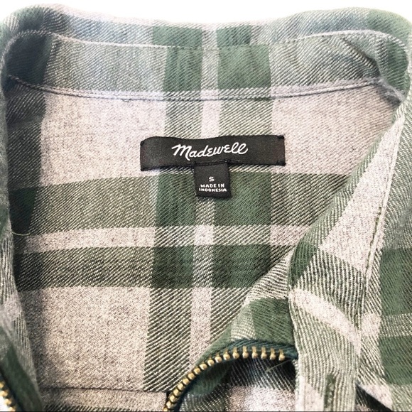 Madewell 1/4 Zip Plaid Flannel Popover Shirt - S - Picture 5 of 10